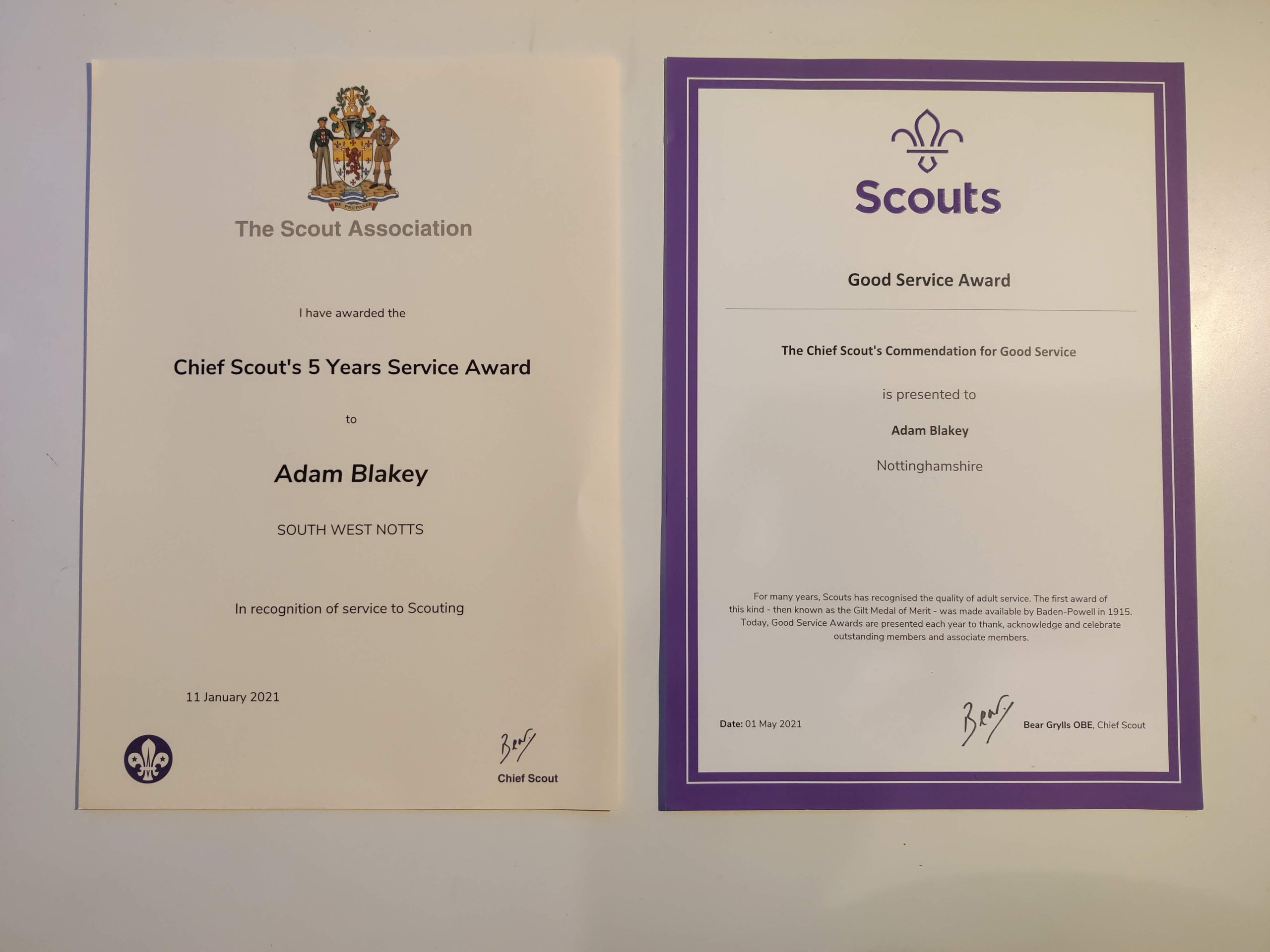 Chief Scout’s Commendation for Good Service